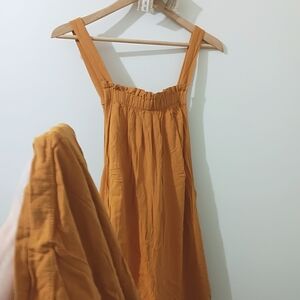 Wild Fable Garden Belle Honey Mustard Yellow Flowy Wide Leg Overall Jumpsuit